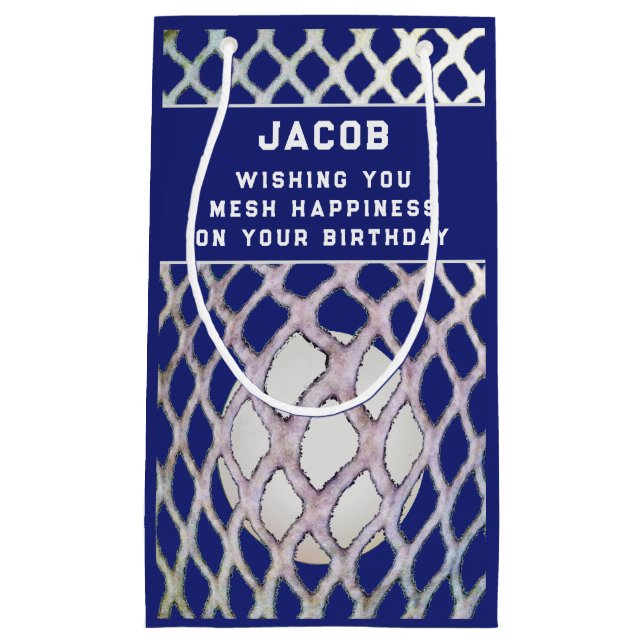 Lacrosse Player Blue Small Geschenktasche Kleine Geschenktüte (Vorderseite)