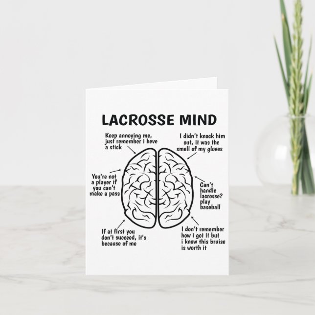 Lacrosse Player Brain Funny Lacrosse Joke Boys Gir Karte (Vorderseite)