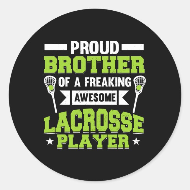 Lacrosse Player Coach Brother Runder Aufkleber (Vorderseite)
