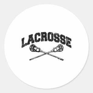Lacrosse Player Coach Crossed Lax Sticks Vintag G Runder Aufkleber