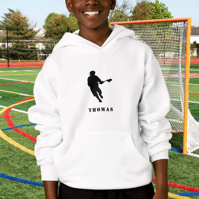 Lacrosse Player & Custom Boy's Name Sports Team Hoodie (Von Creator hochgeladen)