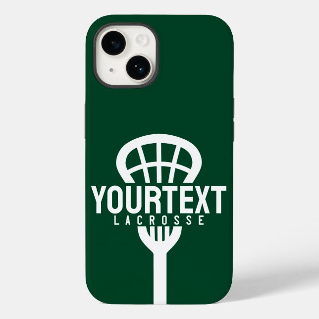 Lacrosse Player CUSTOM TEXT Team Mesh Sport Stick Case-Mate iPhone Hülle (Rückseite)