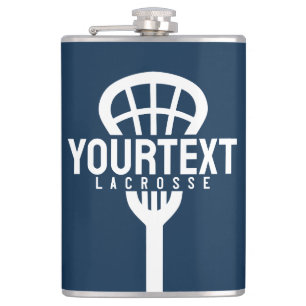 Lacrosse Player CUSTOM TEXT Team Mesh Sport Stick Flachmann