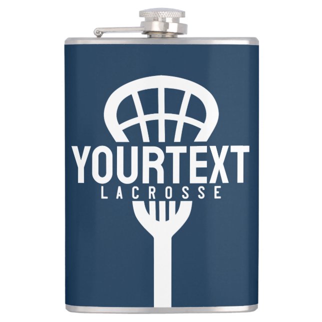 Lacrosse Player CUSTOM TEXT Team Mesh Sport Stick Flachmann (Vorderseite)