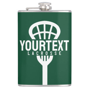 Lacrosse Player CUSTOM TEXT Team Mesh Sport Stick Flachmann
