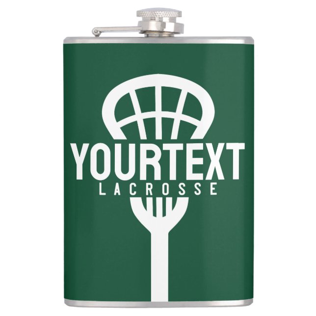 Lacrosse Player CUSTOM TEXT Team Mesh Sport Stick Flachmann (Vorderseite)