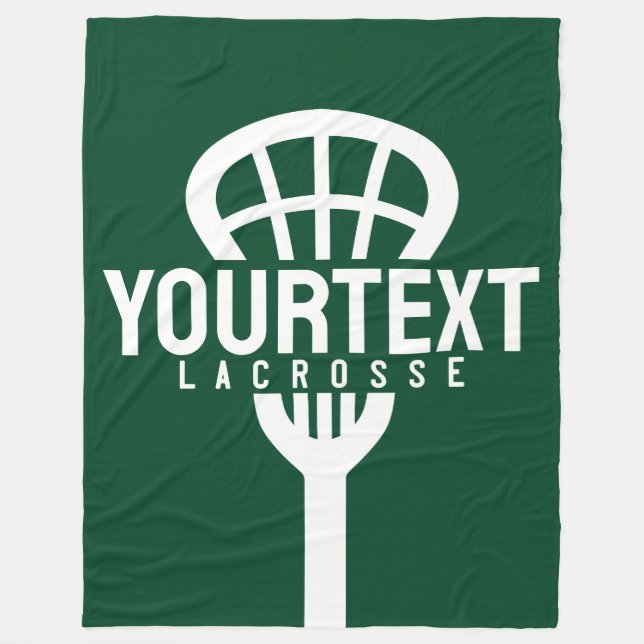 Lacrosse Player CUSTOM TEXT Team Mesh Sport Stick Fleecedecke (Vorderseite)
