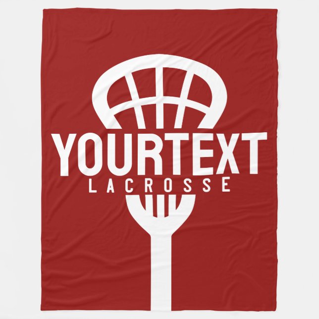 Lacrosse Player CUSTOM TEXT Team Mesh Sport Stick Fleecedecke (Vorderseite)