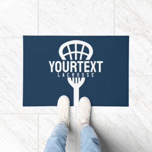 Lacrosse Player CUSTOM TEXT Team Mesh Sport Stick Fußmatte