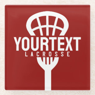 Lacrosse Player CUSTOM TEXT Team Mesh Sport Stick Glasuntersetzer