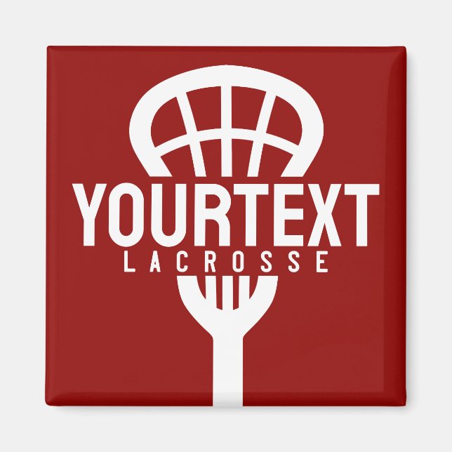 Lacrosse Player CUSTOM TEXT Team Mesh Sport Stick Magnet (Vorne)