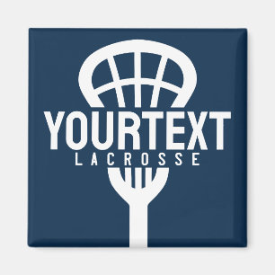 Lacrosse Player CUSTOM TEXT Team Mesh Sport Stick Magnet