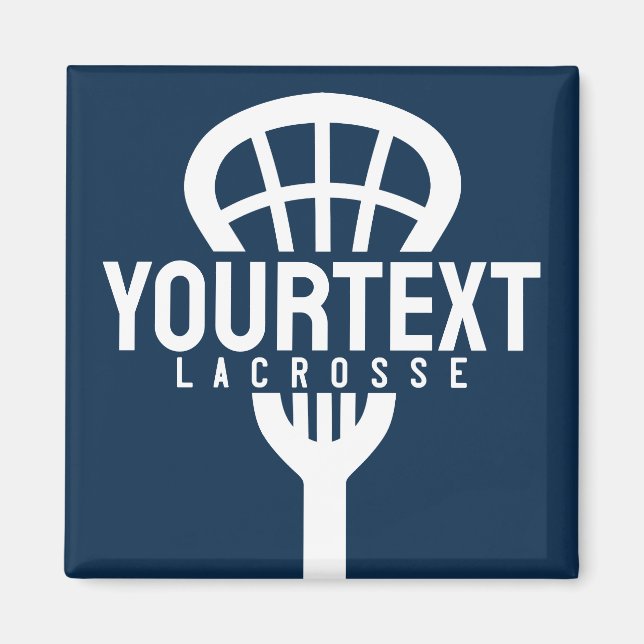 Lacrosse Player CUSTOM TEXT Team Mesh Sport Stick Magnet (Vorne)