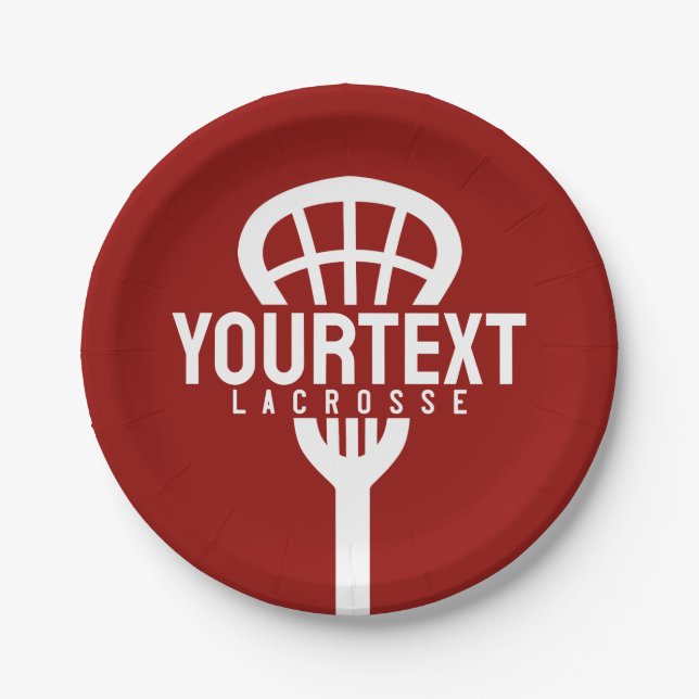 Lacrosse Player CUSTOM TEXT Team Mesh Sport Stick Pappteller (Vorderseite)