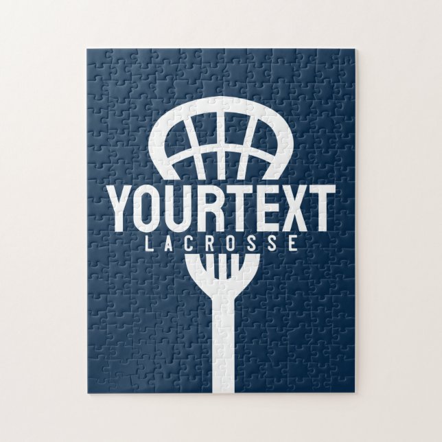 Lacrosse Player CUSTOM TEXT Team Mesh Sport Stick Puzzle (Vertikal)