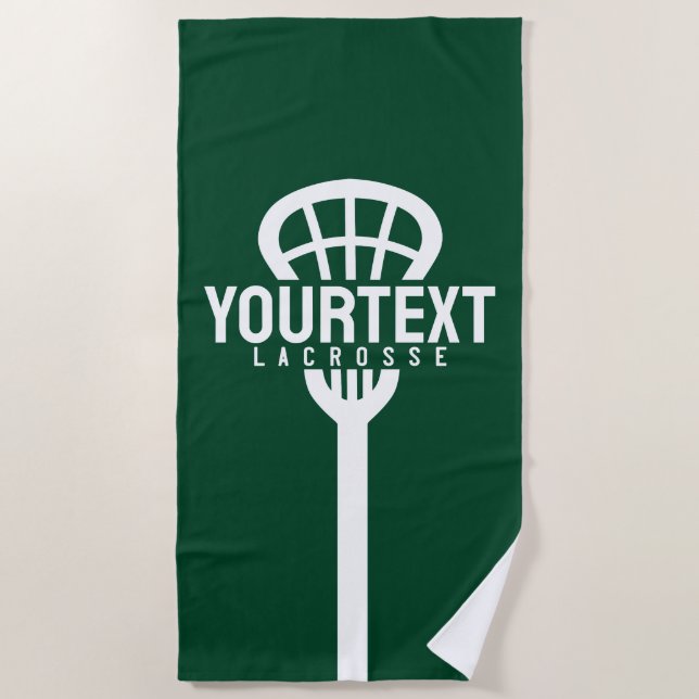 Lacrosse Player CUSTOM TEXT Team Mesh Sport Stick Strandtuch (Vorderseite)