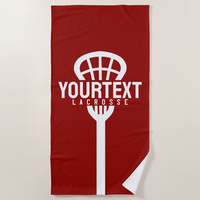 Lacrosse Player CUSTOM TEXT Team Mesh Sport Stick Strandtuch (Vorderseite)