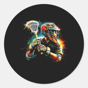 Lacrosse Player Illustration Youth Boys Girls Kind Runder Aufkleber