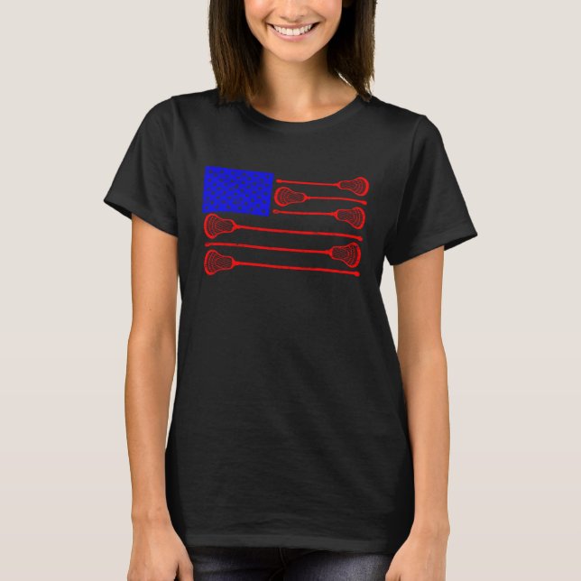 Lacrosse Player Independence Day Lax Patriotic Goa T-Shirt (Vorderseite)