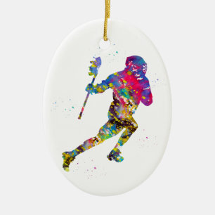 Lacrosse Player Keramik Ornament