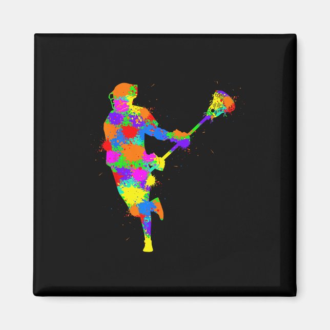Lacrosse Player Kids Boys Jugend Magnet (Vorne)