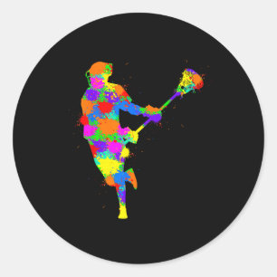Lacrosse Player Kids Boys Jugend Runder Aufkleber