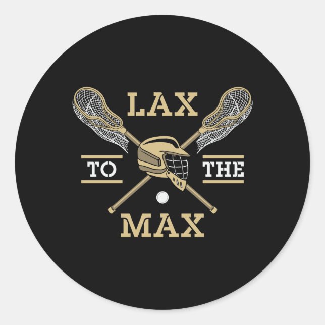 Lacrosse Player lax auf das Max Stick Funny Gesche Runder Aufkleber (Vorderseite)