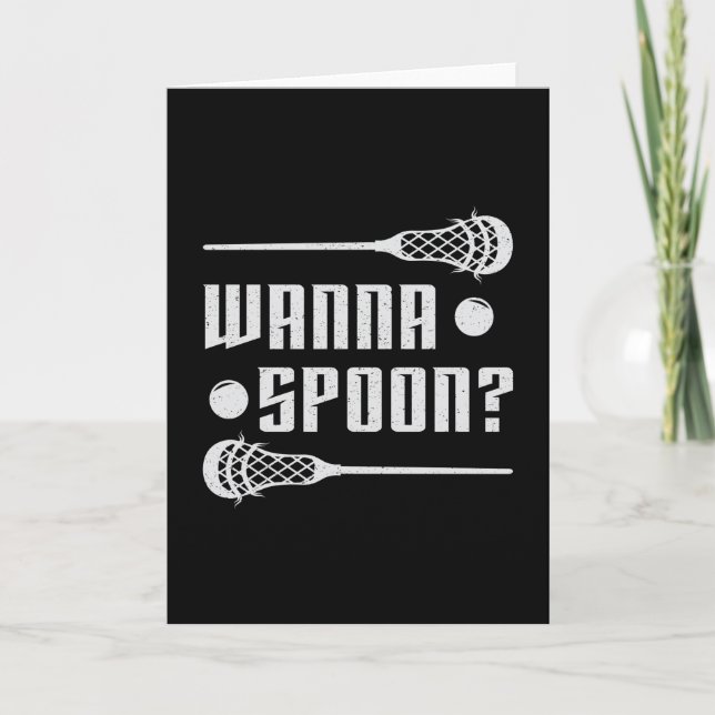 Lacrosse Player Lax Wanna Spoon Stick Funny Gesche Karte (Vorderseite)