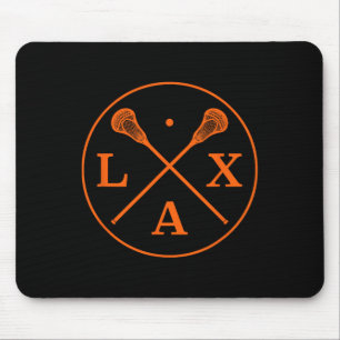 Lacrosse Player-Logo - Orange Team Color Lax Stick Mousepad