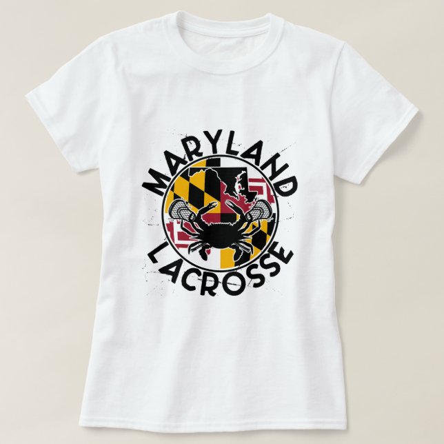 Lacrosse Player Maryland Flag Crap Lax Lacrosse St T-Shirt (Design vorne)