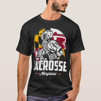 Lacrosse Player Maryland Flag Lax Retro T-Shirt