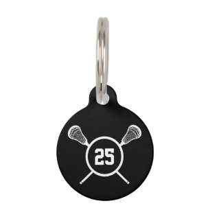 Lacrosse Player Nummer i.d. Hundeschrift Tiernamensmarke
