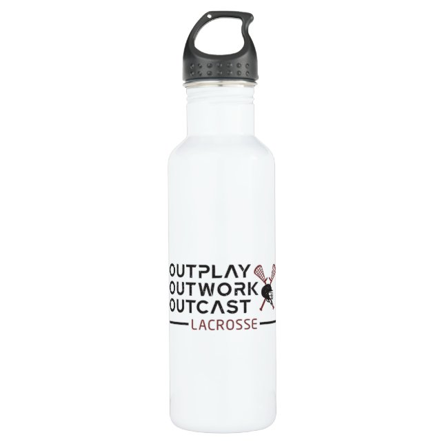 Lacrosse Player Outplay Outcast Lax Geschenk Edelstahlflasche (Vorderseite)
