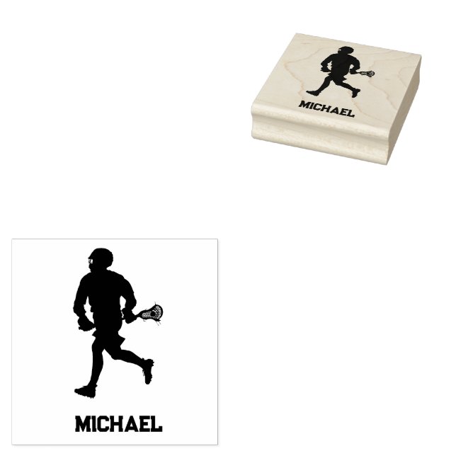 Lacrosse Player Personalisiert Gummistempel (Stempel)