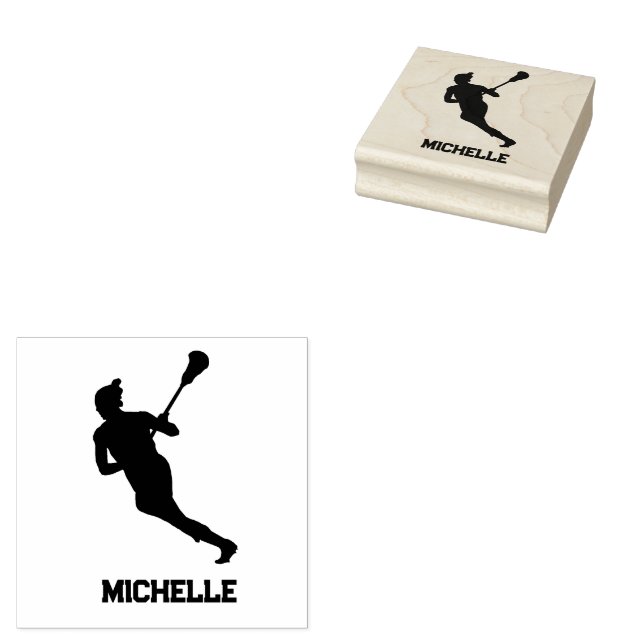 Lacrosse Player Personalisiert Gummistempel (Stempel)