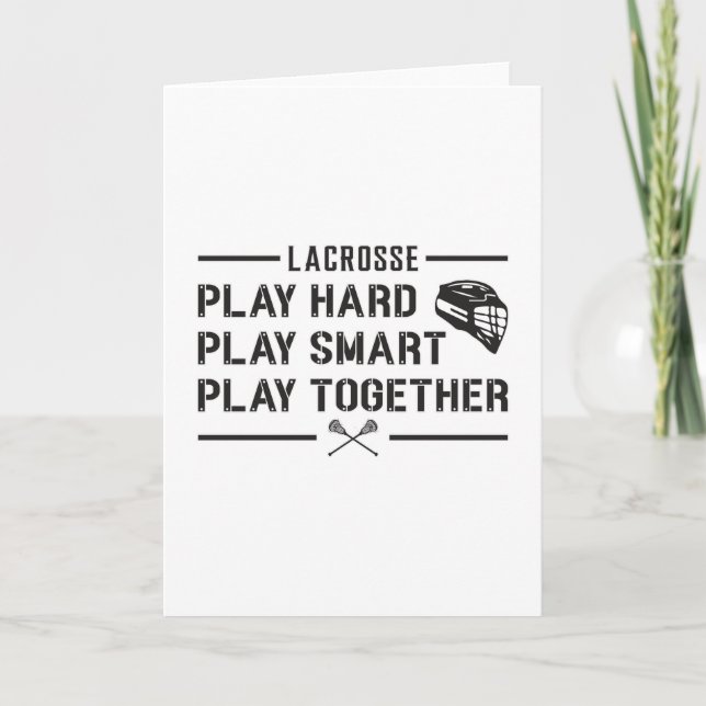 Lacrosse Player Play Hard Play Smart Team Geschenk Karte (Vorderseite)