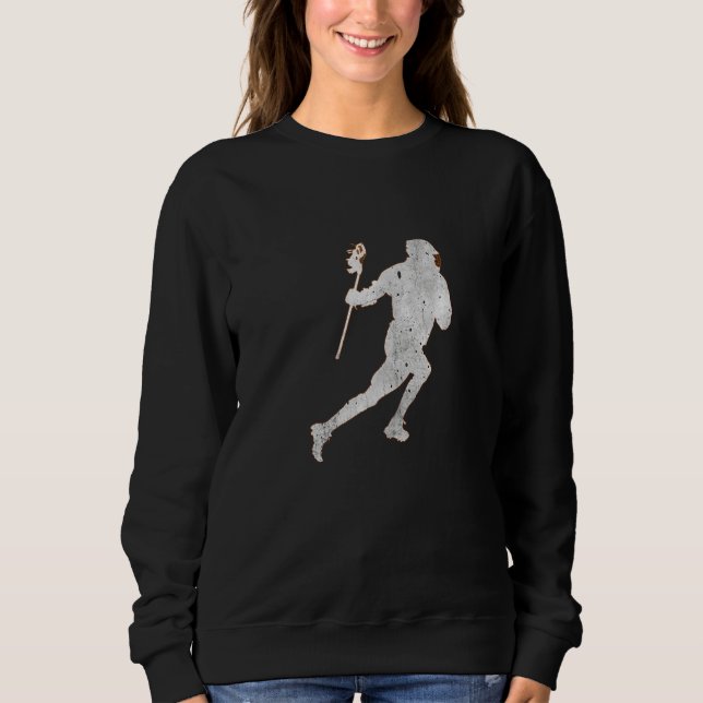 Lacrosse Player Sportcreme beängstigend Sweatshirt (Vorderseite)