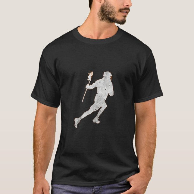 Lacrosse Player Sports Concrete Grunge Distressed T-Shirt (Vorderseite)