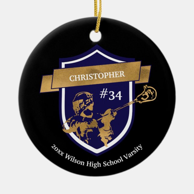 Lacrosse Player Team Sports Award Keramik Ornament (Vorne)