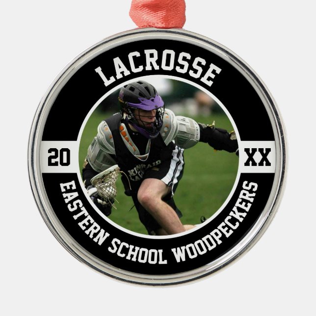 Lacrosse Player Team Sports High School Senior Ornament Aus Metall (Vorne)