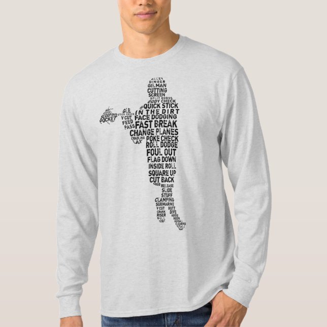 Lacrosse Player Typografie Word Art T-Shirt (Vorderseite)