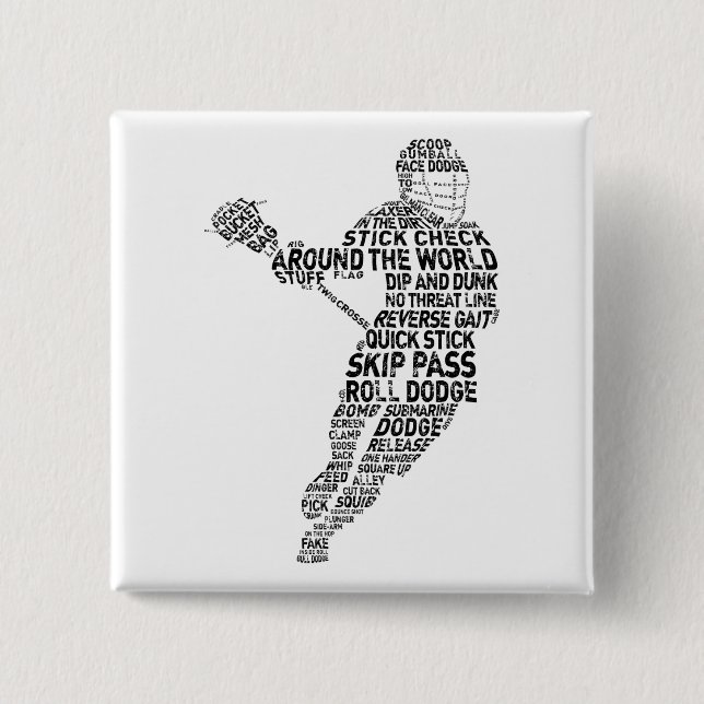 Lacrosse Player Typografy Button (Vorderseite)