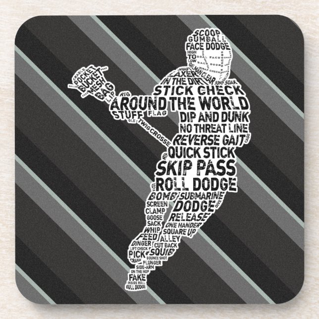 Lacrosse Player Typografy Drinks Mat Untersetzer (Vorderseite)