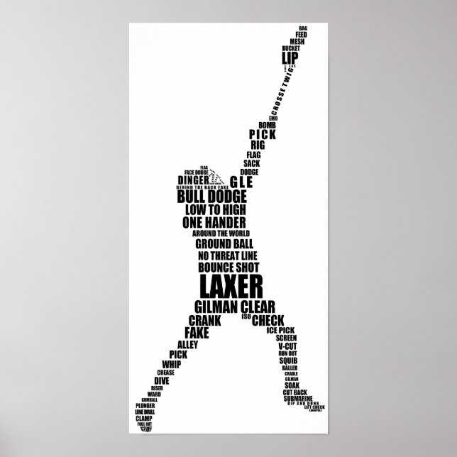 Lacrosse Player Typografy Poster (Vorne)