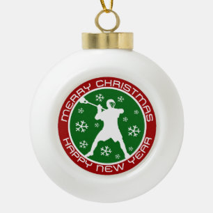 Lacrosse Player Weihnachtsschmuck Keramik Kugel-Ornament