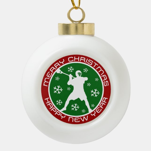 Lacrosse Player Weihnachtsschmuck Keramik Kugel-Ornament (Vorderseite)