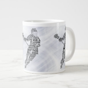 Lacrosse Player Word Art, lax Jumbo-Tasse