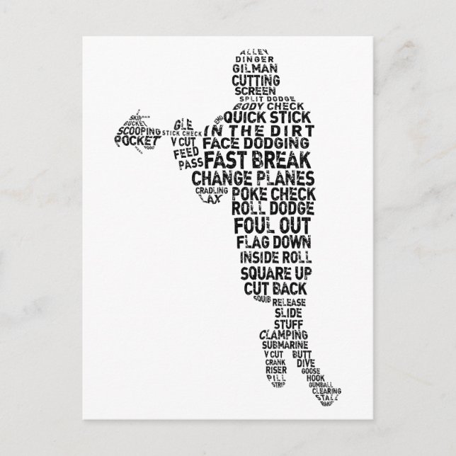 Lacrosse Player Word Art Postkarte (Vorderseite)