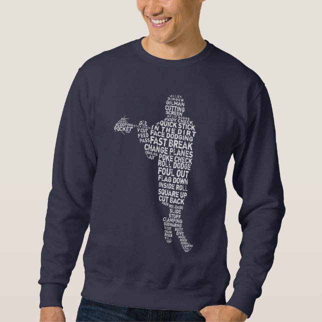Lacrosse Player Word Art Sweatshirt (Vorderseite)