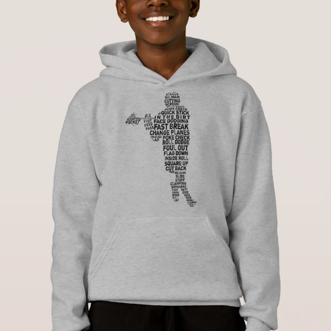 Lacrosse Player Word Art Words Hoodie (Vorderseite)